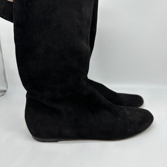 Valentino Garavani Womens Black Suede Over The Knee Flat Riding Boots EU 36.5 - Picture 10 of 15